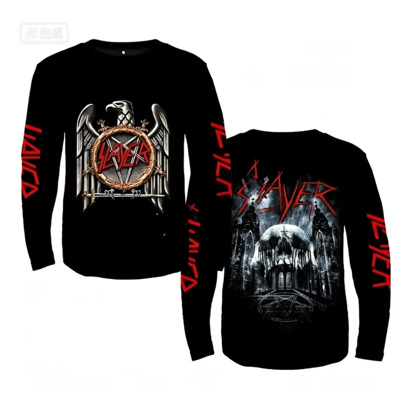 Mens Fashion Clothes - 3D Long Sleeve Rock Slayer Band