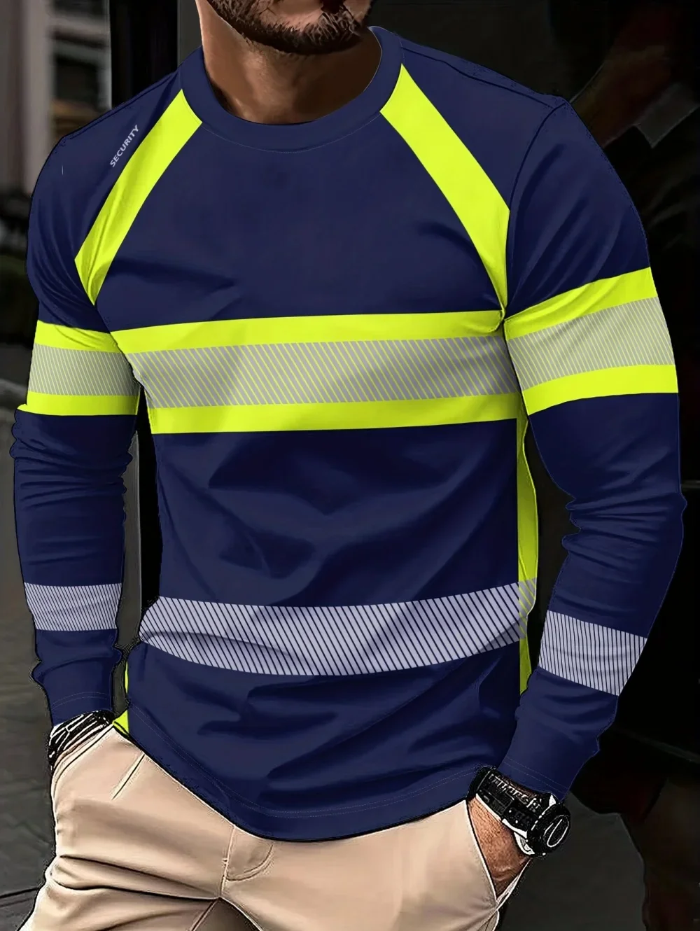 Mens Fashion Summer - New Men's Striped Printed T-Shirt Safety
