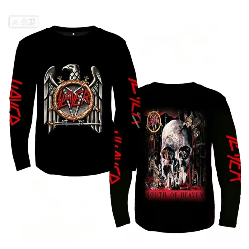 3D Long Sleeve Rock Slayer Ban - đánh giá và giá Mens Fashion Clothes