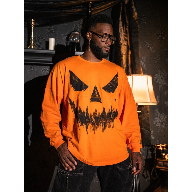Halloween Pumpkin Ghost Face L - đánh giá và giá Men'S Fashion T Shirts
