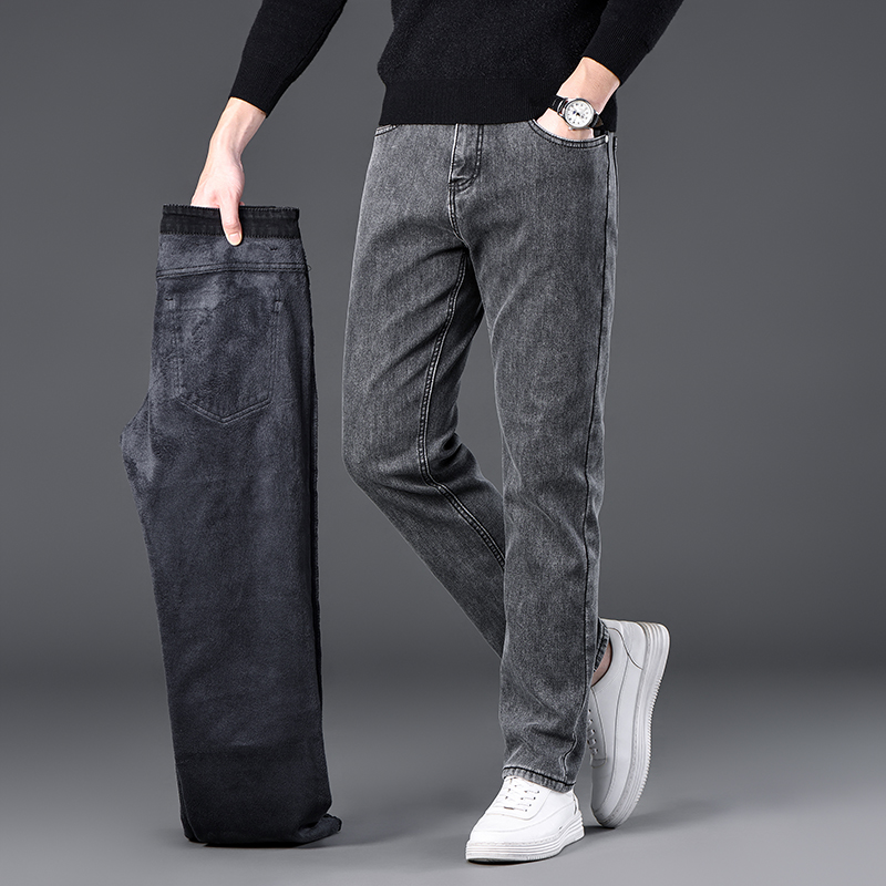 Men's Winter Fleece Warm Black - đánh giá và giá Men'S Fashion Grey Jeans