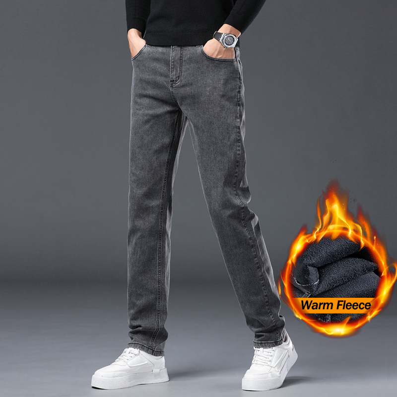 Men's Winter Fleece Warm Black - đánh giá và giá Men'S Fashion Grey Jeans