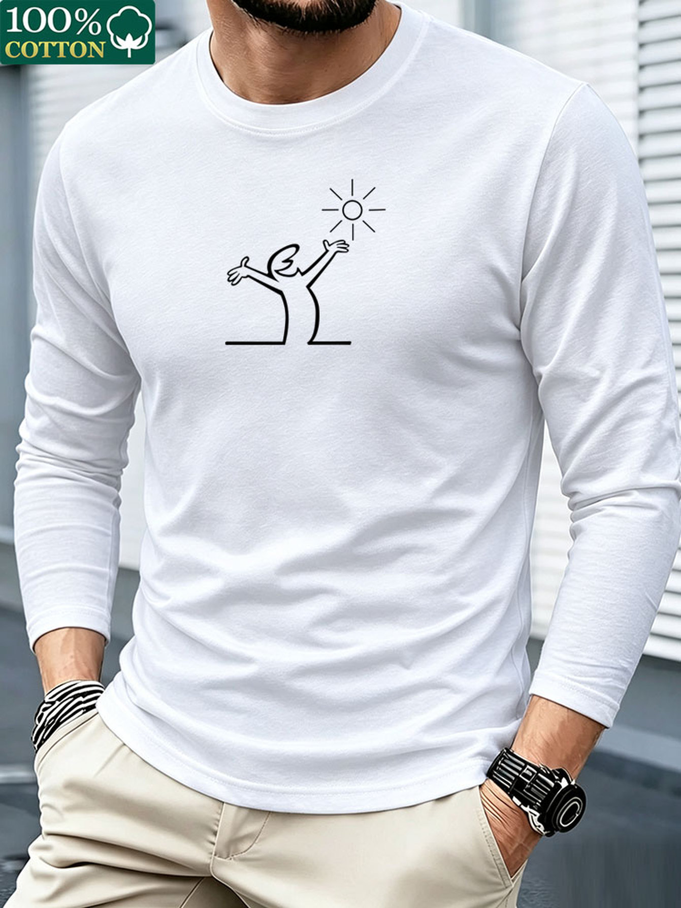 Men 100% Cotton Long Sleeve T  - đánh giá và giá Mens Fashion Summer