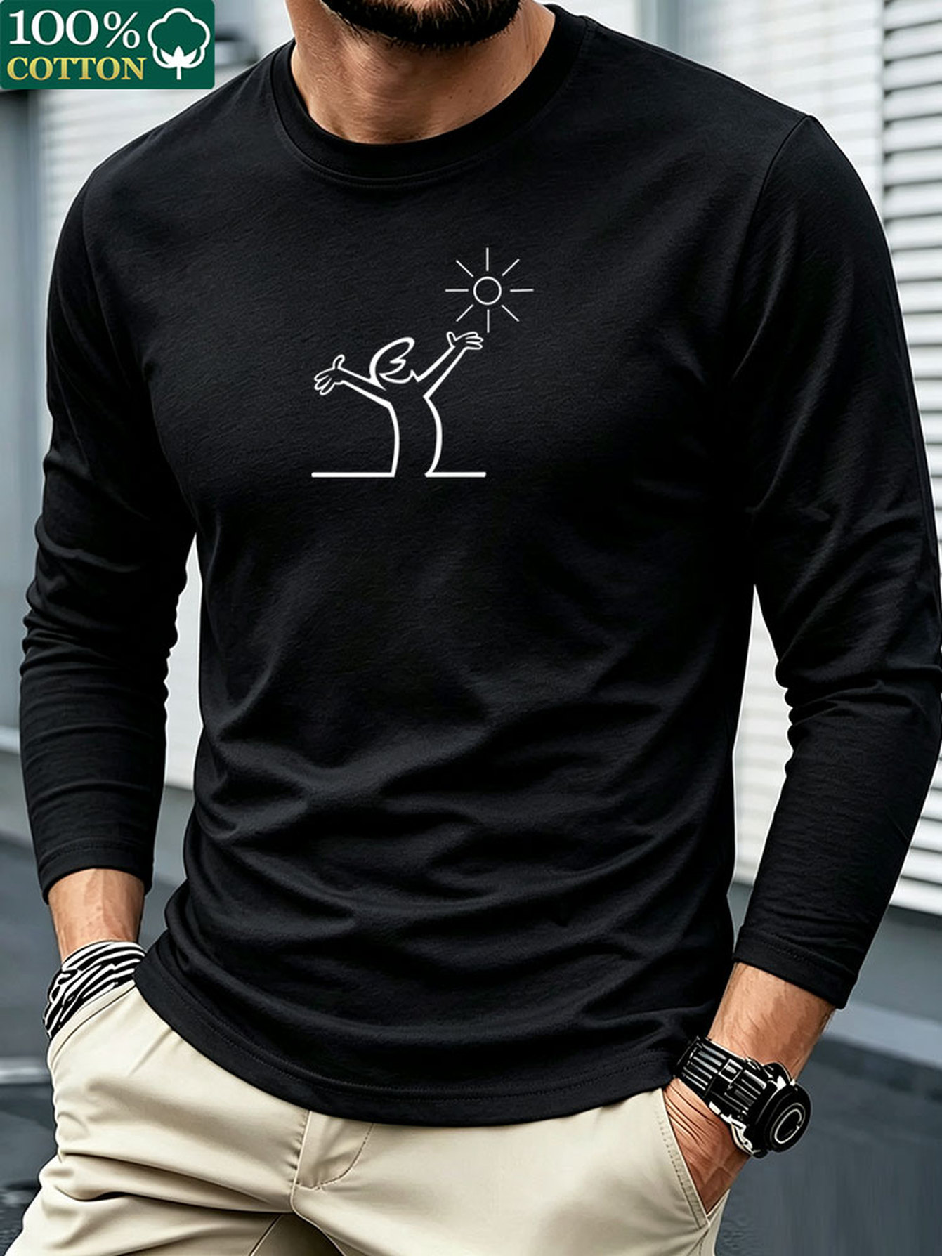 Men 100% Cotton Long Sleeve T  - đánh giá và giá Mens Fashion Summer